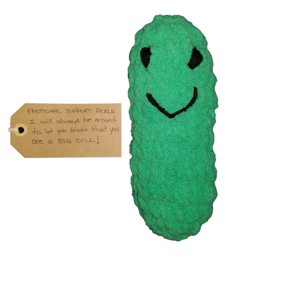 EMOTIONAL SUPPORT PICKLE New Handmade Crochet - Picture 2 of 3